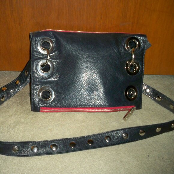 HAMMITT Montana Reversible Silver and Black Large Leather Crossbody , EUC $695!! - Picture 4 of 7